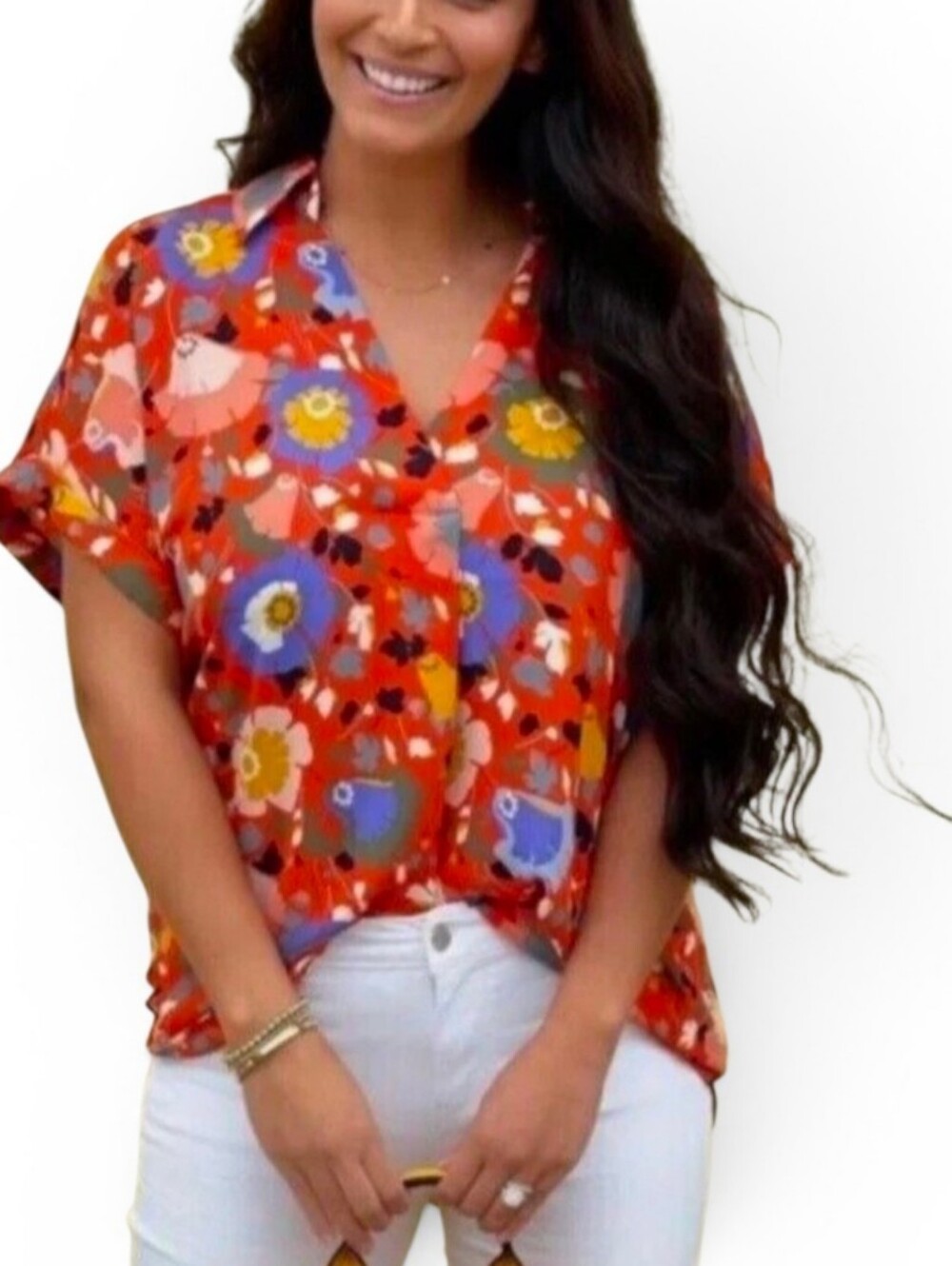 CABI #5892 Vibrant Replay Pullover Tunic Blouse - Medium